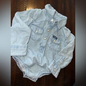 Wrangler 3/6 Months Light Blue Denim-Style Baby Bodysuit Jacket